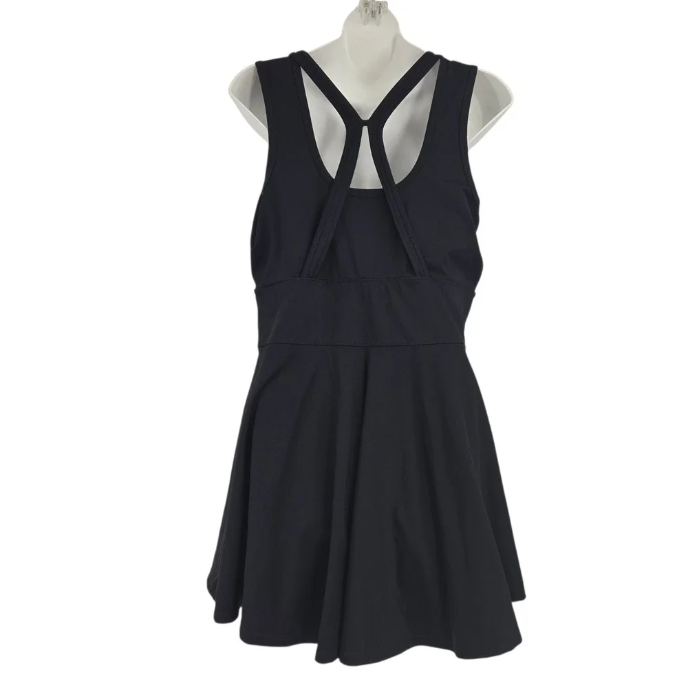 Athletic Tennis Dress Womens Size Large Black Racerback Activewear Stretch  Golf